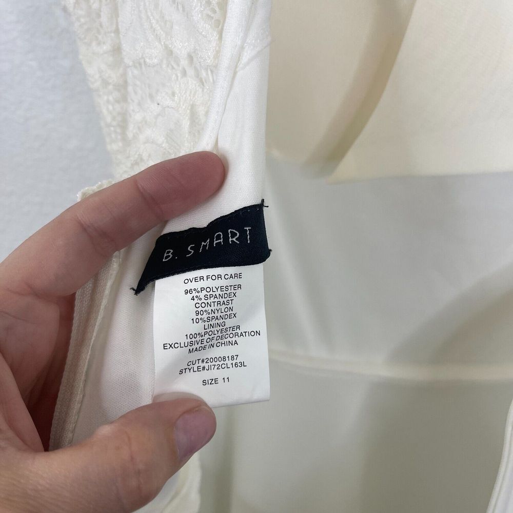 B. Smart Womens Dress‎ Size 11 Juniors Solid Off White Lace Wedding NWT - Picture 4 of 6